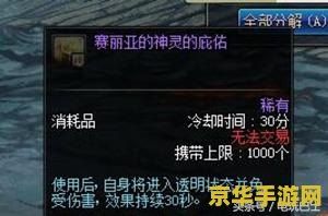 dnf无敌药水叫什么 DNF无敌药水全解析：神灵的庇佑