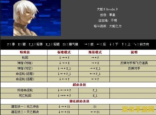 拳皇2001出招表 拳皇2001出招表详解