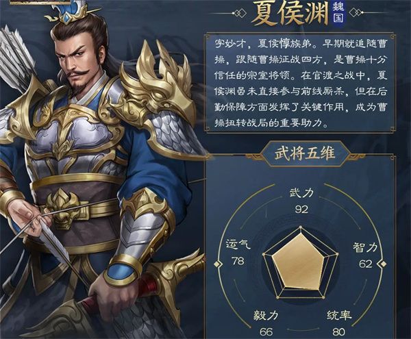 新三国志曹操传夏侯渊介绍及阵容搭配