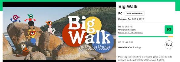 《捣蛋鹅》团队新作《Big Walk》M站均分93！好评如潮